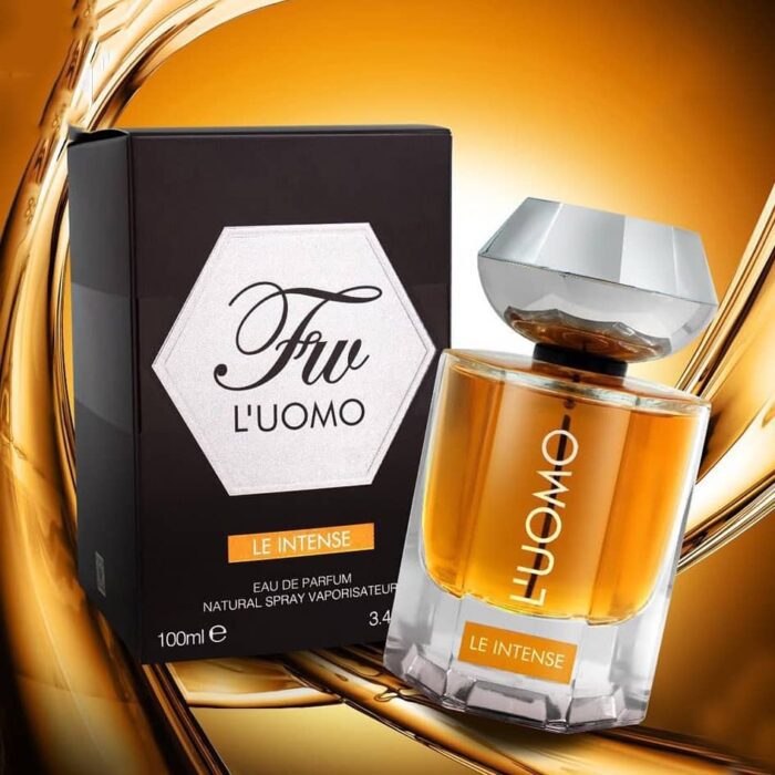 عطر ادکلن مردانه ایو سن لورن لهوم اینتنس فراگرنس ورد مدل ل اومو له اینتنس (Fragrance World fur L'Uomo Le Intense men) حجم 100 میل