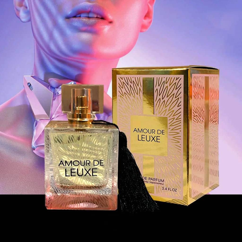 عطر ادکلن زنانه لالیک لامور فراگرنس ورد مدل آمور دلوکس Fragrance World Amoure De Leuxe